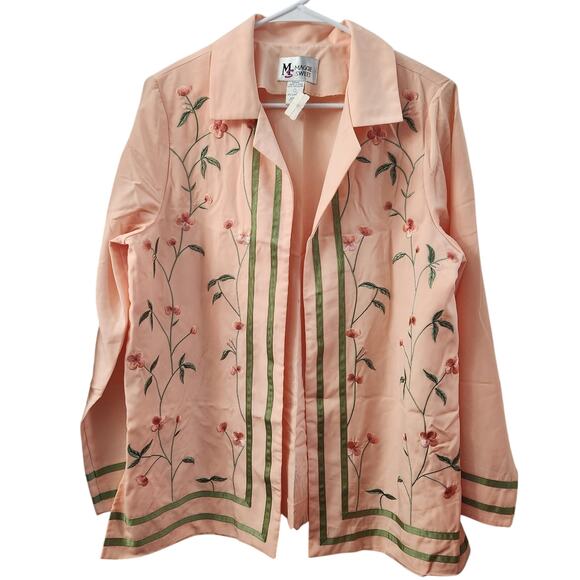 Maggie Sweet Vintage Floral Embroidered  Open Front Top M Retro 90s‎ 80s Y2K - Picture 1 of 11